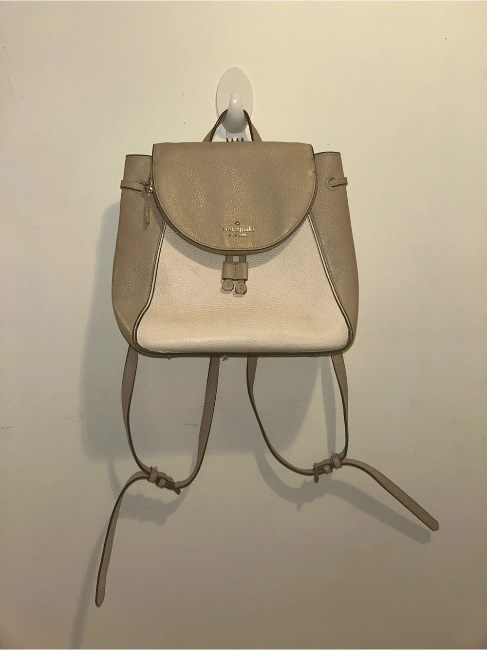 kate spade Two-Tone Beige & Cream Pebbled Leather Backpack